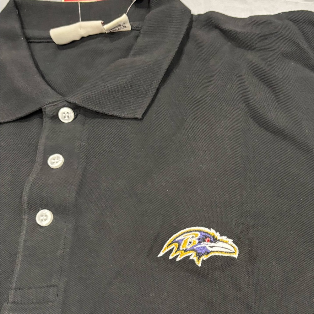 Ravens logo official NFL Team men’s black polo size large - Picture 3 of 6